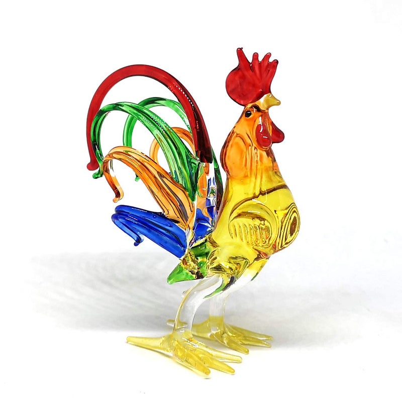 ZOOCRAFT Chicken Figurines Collectibles Hand Blown Glass Rooster Set of 2 - Image 4